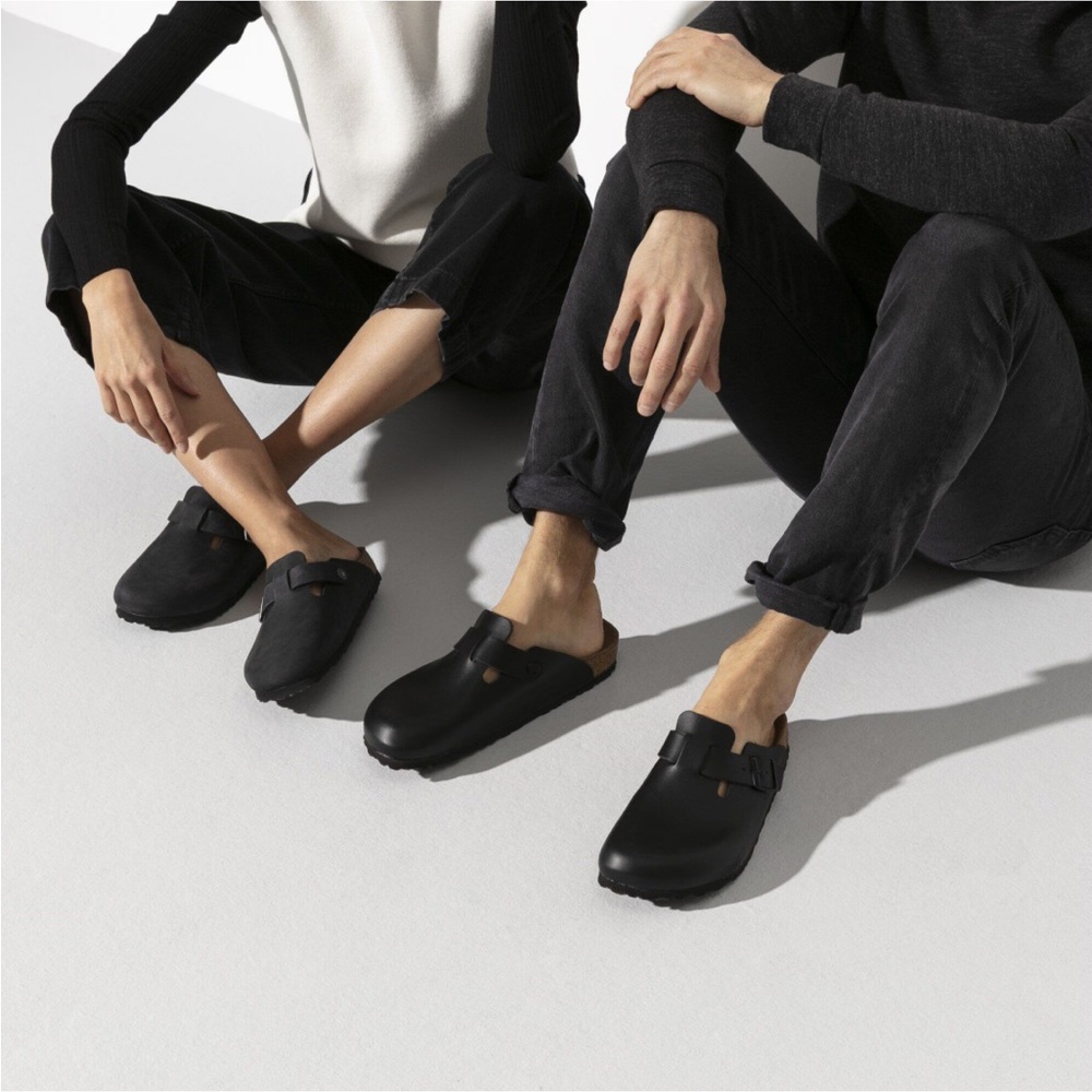 Birkenstock Black Leather Clogs Shoes Size 39/8.5